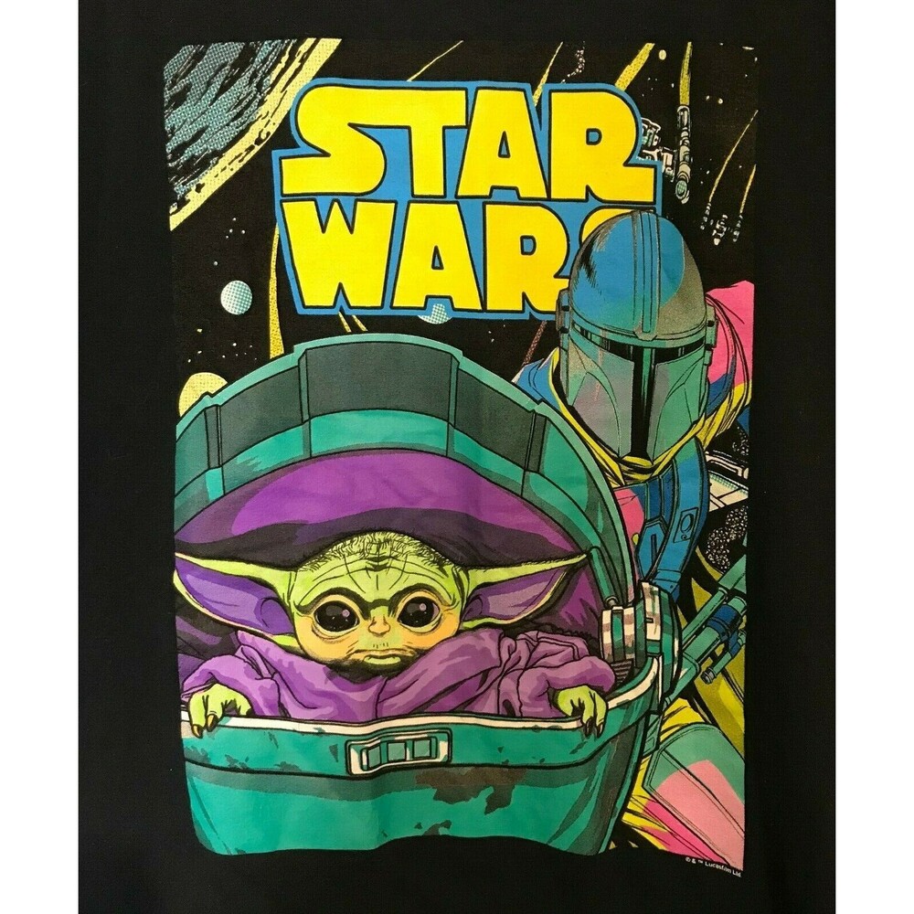 STAR WARS Men's Black XL T-Shirt The MANDALORIAN Baby Yoda Lucas Films The Child